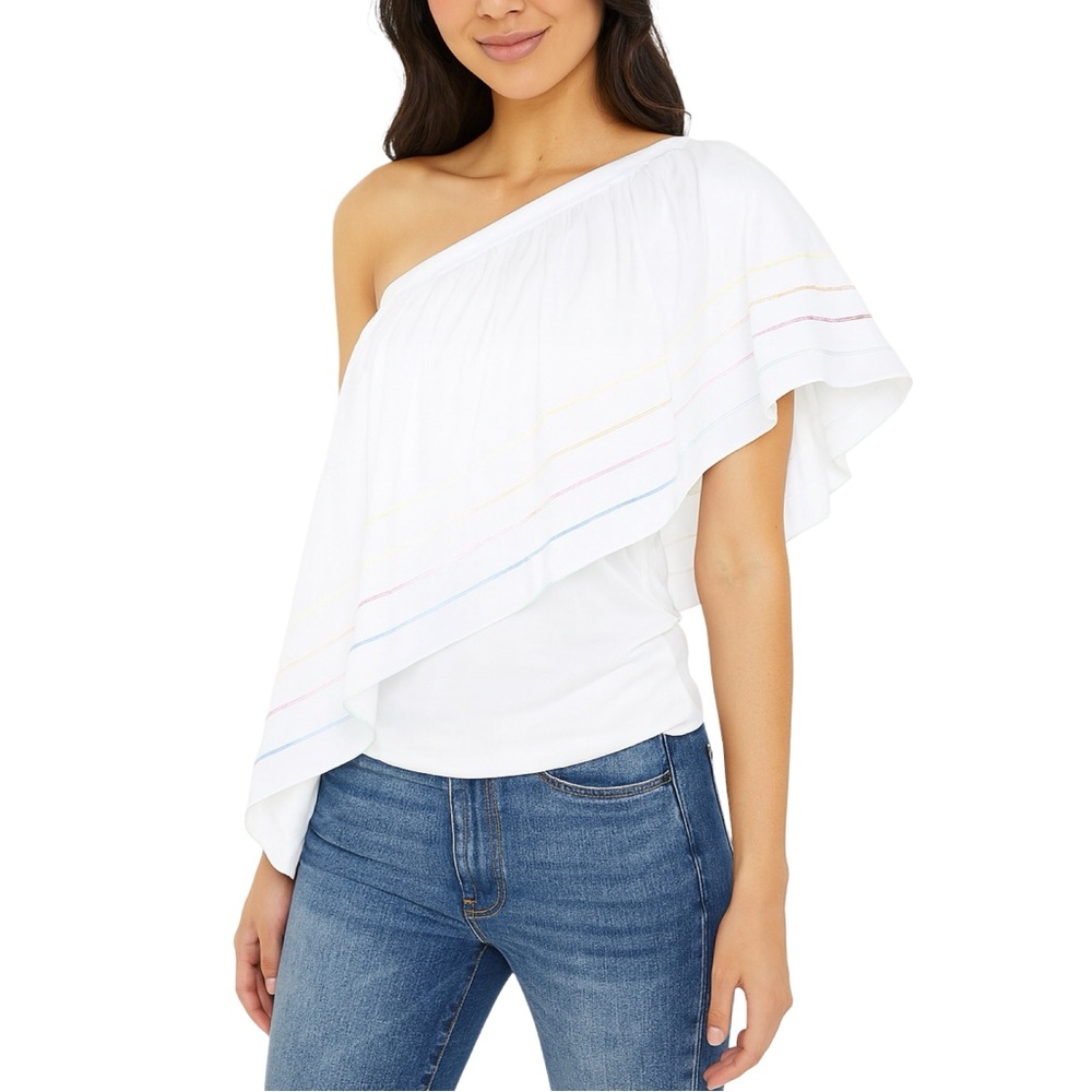 Central Park x REVOLVE West Asymmetrical One-Shoulder Ruffle Top - Size XS